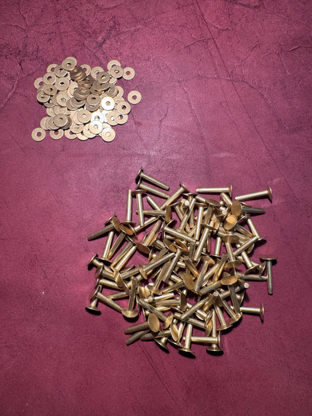 100 pack Brass Rivets/Burrs (Multiple Sizes)