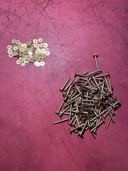 100 pack Brass Rivets/Burrs (Multiple Sizes)