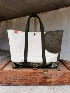 White/Green Patchwork Boat Tote
