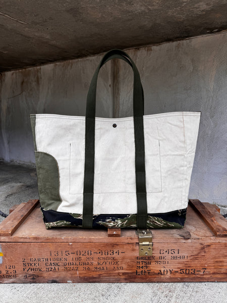 White/Green Patchwork Boat Tote