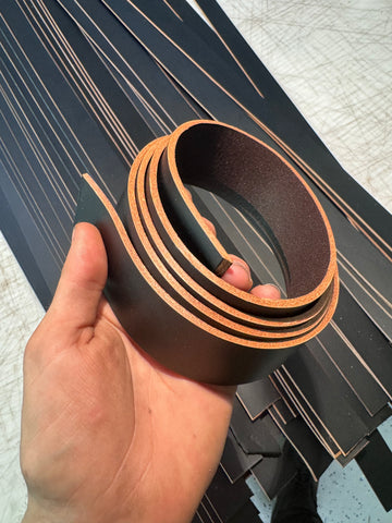 1.5” Black Veg Tan Belt Blanks (10x) 53-59in