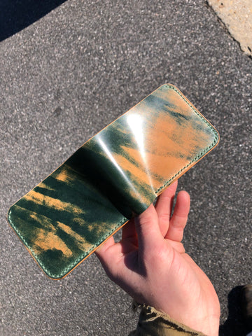 Shell Cordovan Bifold -  Green marbled